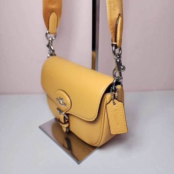 NWT Coach CP001 Amelia Small Saddle Bag Corn Flower HONEYCOMB Yellow - Picture 4 of 10